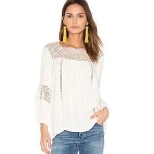Joie Bellange Crochet Porcelain White 3/4 Sleeve Rayon Blouse Sz S NWT!